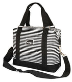 Travel Weekender Overnight Carry-On Under The Seat Shoulder Tote Bag (Small, White & Black Stripes)