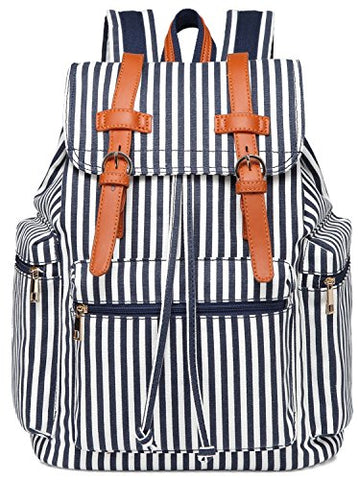 School Backpack Women Girls College Bookbag Lady Travel Rucksack 15.6Inch Laptop Bag (White Blue