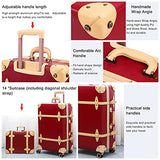 NZBZ Retro Suitcase Set Case Lady Trolley Case Waterproof Luggage TSA Password Box Cute Luggage (Cherry Red + Apricot, 20 inch + 28 inch)