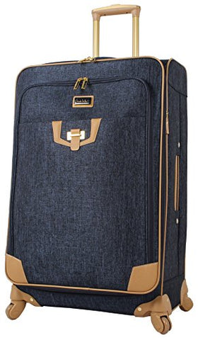 Nicole Miller Luggage Carry On 20" Expandable Softside Suitcase With Spinner Wheels (20 in, Paige Navy)