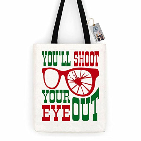 Christmas Story Shoot Your Eye Out Cotton Canvas Tote Bag Day Trip Bag Carry All