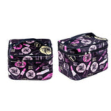P-SOTER Travel Toiletry Makeup Wash Bag for Cosmetics and Grooming Kit -Black Flower