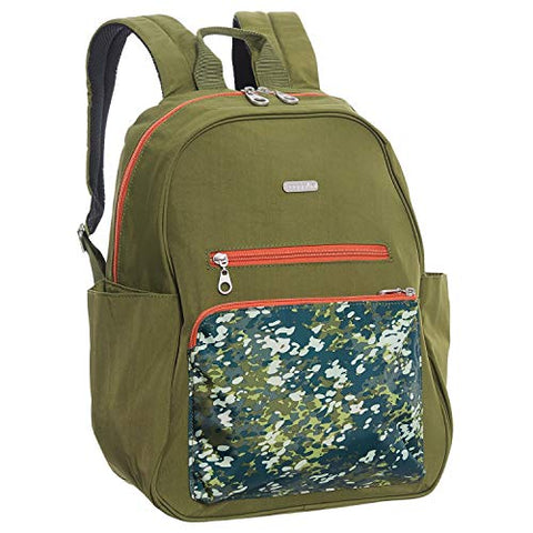 Baggallini Women's Cargo Backpack with Laptop Pocket Green Scatter