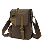 AUGUR Men's Messenger Bags Canvas Bags Crossbody Bags Genuine Leather Single Shoulder Bags (Army