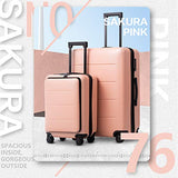 COOLIFE Luggage Suitcase Piece Set Carry On ABS+PC Spinner Trolley with pocket Compartmnet Weekend Bag (Sakura pink, 2-piece Set)