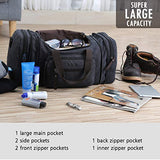 Toupons 20.8'' Large Canvas Travel Tote Luggage Men's Weekender Duffle Bag (Black)