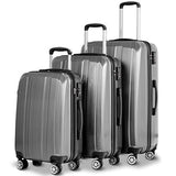 GHP 20" 24" 28" Gray ABS PC Polyester Travel Suitcase Trolleys w Aluminum Handle