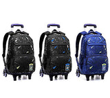 C-Xka Geometric Prints Large Capacity Trolley School Bag Primary School Student Rolling Backpack