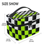 GIOVANIOR Checkered Flag Large Cosmetic Bag Travel Makeup Organizer Case Holder for Women Girls