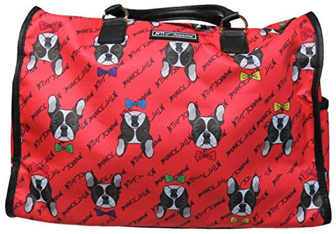 Betsey Johnson Large Nylon Weekender Duffel Bag, Coral/Bulldogs