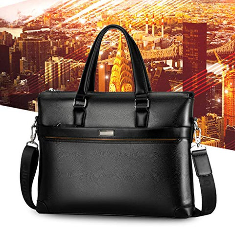 Men Handbag Briefcase Shoulder Computer Business Bag Wallet Set (BK)