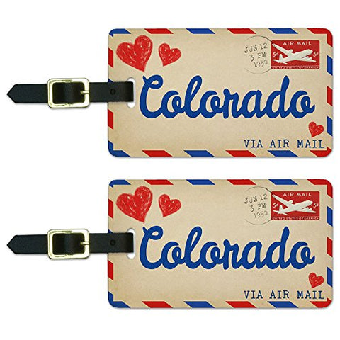 Graphics & More Air Mail Postcard Love for Colorado Luggage Suitcase Carry-on Id Tags, White