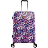 BEBE Women's Gia 3pc Suitcase Set with Spinner Wheels, Purple Pansies