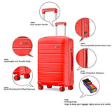 JOYWAY 3 Pcs Luggage Set Hardside Lightweight Spinner Suitcase with TSA Lock… (red)