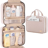 NISHEL Large Hanging Travel Toiletry Bag, Portable Makeup Organizer, Water Resistant Cosmetic Holder for Brushes Set, Full-Sized Shampoo, Conditioner, Accessories, Pink