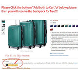 Luggage 3 Piece set ABS Hardshell with Spinner Durable and Lightweight 3 PC Suitcase sets 20 24 28 inch, Free Backpack Inside (Dark Grey)