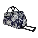 Vibrant Garden Floral Bouquet Motif Rolling Lightweight Carry On Duffel Bag, Printed Modern Graphic