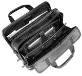 Mancini Luxurious Leather Double Conmpartment 15.6" Laptop Briefcase in Brown