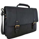 Hidesign Charles Large Double Gusset Leather 17" Laptop Compatible Briefcase, Black
