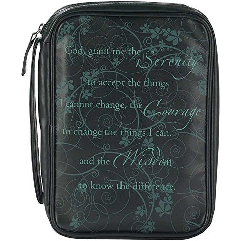 Serenity Prayer Black 8 X 11 Inch Leather Like Vinyl Bible Cover Case With Handle Large