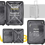 LEVEL8 Carry On Luggage, Road Runner 20-Inch Hardside Suitcase, Spinner Luggage with Front Pocket, Double TSA Locks - Black