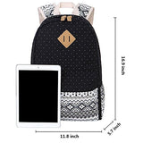 Eaglebeky Canvas Dot Backpack Lightweight Teen Girls Backpacks School Shoulder Bags (Khaki)