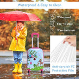 Goplus 2Pc 12" 16" Kids Carry On Luggage Set Upright Hard Side Hard Shell Suitcase Travel Trolley ABS (Deer & Birds)