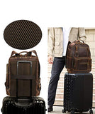 Lannsyne Men's Vintage Full Grain Leather 15.6 Inch Laptop Backpack Camping Travel 24L Rucksack