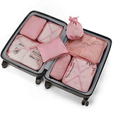 Travel Packing Cubes 8 Pcs Set, Luggage Packing Organizers with Shoe Bag and Toiletry Bag (Light pink)
