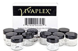 Vivaplex, 12, Clear, 2 oz, Round Glass Jars, with Inner Liners and black Lids