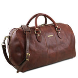 Tuscany Leather Lisbona Travel Leather Duffle Bag - Large Size Brown Leather Travel Bags
