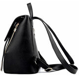 X-Happy Candy Color Soft Pu Leather Backpack Cute Schoolbag Bookbag College Bag (Black)