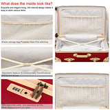NZBZ Retro Suitcase Set Case Lady Trolley Case Waterproof Luggage TSA Password Box Cute Luggage (Cherry Red + Apricot, 20 inch + 28 inch)