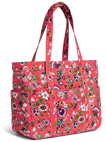 Vera Bradley Quilted Signature Cotton Get Carried Away Tote/Travel Bag (Coral Floral)