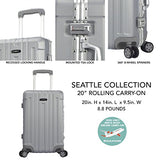 TPRC Seattel Hardside Rolling Carry-On Luggage, Silver, 20-Inch