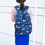 Hey Yoo 3pcs Laptop Backpack 3 Pieces Casual Hiking Daypack Bookbag School Bag Backpack Sets for Girls Women (Blue Unicorn)