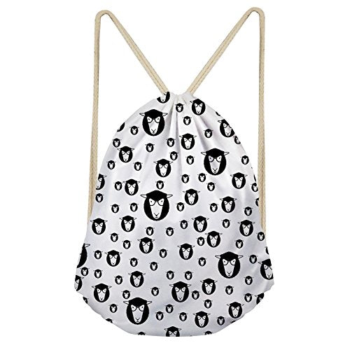 Bigcardesigns Drawstring Backpack Rucksack Shoulder Outdoor Sport Bag Sheeps