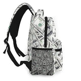 Multi leisure backpack,Funny Bill Dollars Hundred Money United State, travel sports School bag for adult youth College Students