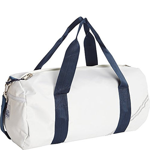 Sailor Bags Round Duffel With Blue Straps, Medium, White/Blue