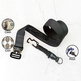 PuPeiLife Military Tactical Travel Money Belt - Hidden Pocket Concealed Money Belt for Man Suitable Waist Circumference 28 to 42 Inches Included Paracord Outdoor Keychain Hook - Black 2 Packs