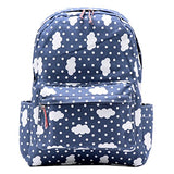 Damara Students Preppy Style Oxford Canvas Blue Backpack Shoulders Bag,Cloud