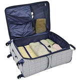 London Fog Knightsbridge Hl 21" Expandable Spinner, Grey/Navy Plaid