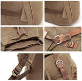 Vintage Travel Canvas Leather Backpack,Laptop Backpacks Rucksack,Shoulder Camping Hiking