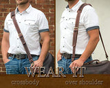 Messenger Bag Strap Replacement - Quality Genuine Cowhide Leather Adjustable Shoulder Strap; for