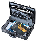 Mancini BUSINESS Expandable Attache Case, Leather Briefcase in Black
