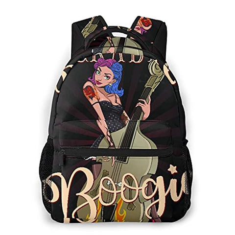 Casual Backpack,Character Rockabilly Boogie Vintage Of P,Business Daypack Schoolbag For Men Women Teen