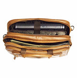 Mancini Zippered Double Compartment RFID Secure 15.6" Laptop Briefcase in Cognac