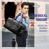 BAIGIO Men's Vintage Duffel Weekend Bag Oversize Travel Tote Faux Leather Overnight Duffle (Black)