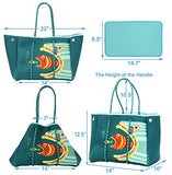 QOGiR Neoprene Multipurpose Beach Bag Tote with Inner Zipper Pocket (Fish, X-Large)