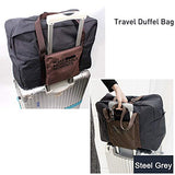Foldable Lightweight Nylon Duffel Luggage Bag Tote for Travel Gym 4 Colors (Steel Grey)
